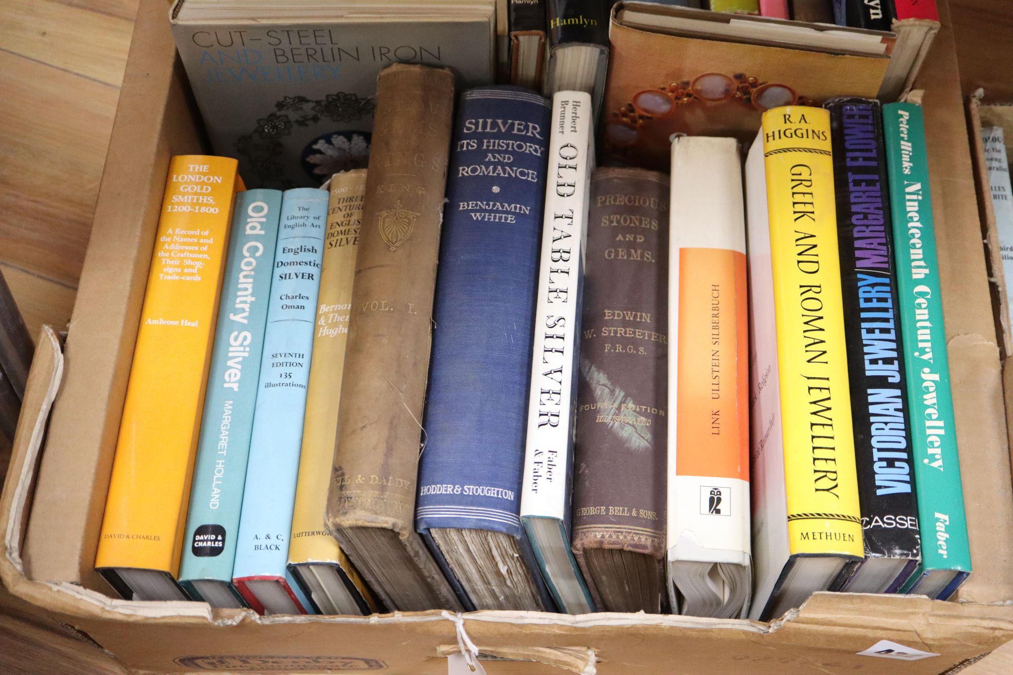 A quantity of collectors reference books, jewellery, silver and gemstones